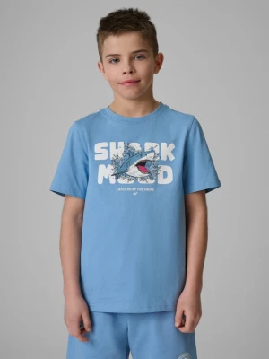 Chłopięcy t-shirt z nadrukiem 4F 4FJRSS26TTSHM3902 - niebieski 4F JUNIOR