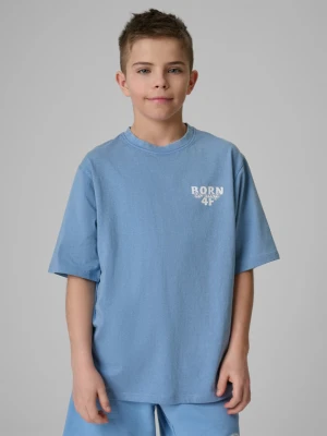 Chłopięcy t-shirt z nadrukiem 4F 4FJRSS26TTSHM3906 - niebieski 4F JUNIOR