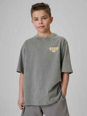 Chłopięcy t-shirt z nadrukiem 4F 4FJRSS26TTSHM3906 - szary 4F JUNIOR