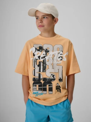 Chłopięcy t-shirt z nadrukiem 4F 4FJRSS26TTSHM4167 - pomarańczowy 4F JUNIOR