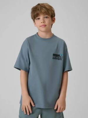 Chłopięcy t-shirt z nadrukiem 4F 4FJRSS26TTSHM4175 - denim 4F JUNIOR
