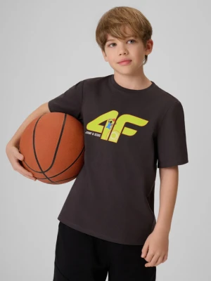 Chłopięcy t-shirt z nadrukiem 4F 4FJRSS26TTSHM4280 - szary 4F JUNIOR