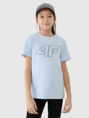 Chłopięcy t-shirt z nadrukiem 4F 4FJWSS25TTSHM2179 - niebieski 4F JUNIOR