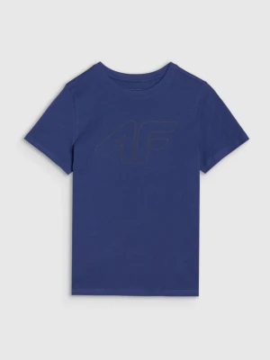 Chłopięcy t-shirt z nadrukiem 4F 4FJWSS25TTSHM2179 - niebieski 4F JUNIOR