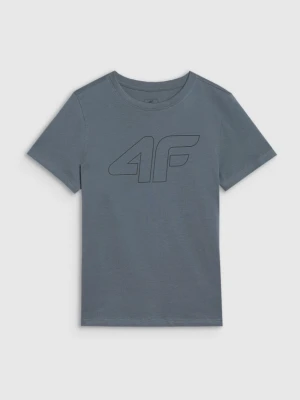 Chłopięcy t-shirt z nadrukiem 4F 4FJWSS25TTSHM2179 - niebieski 4F JUNIOR