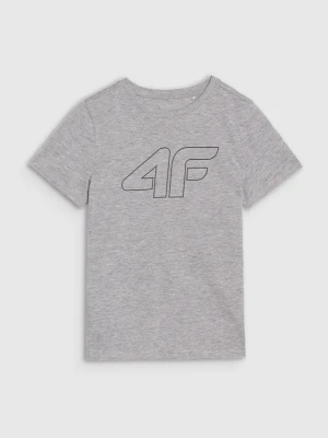 Chłopięcy t-shirt z nadrukiem 4F 4FJWSS25TTSHM2179 - szary 4F JUNIOR