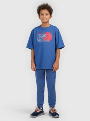 Chłopięcy t-shirt z nadrukiem 4F 4FJWSS26TFTSM1968 - niebieski 4F JUNIOR