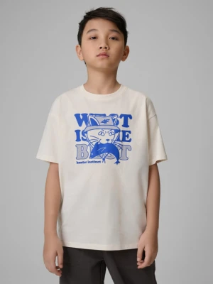 Chłopięcy t-shirt z nadrukiem 4F 4FJWSS26TTSHM2814 - biały 4F JUNIOR