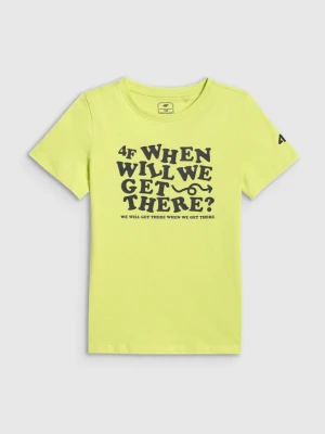 Chłopięcy t-shirt z nadrukiem 4F 4FJWSS26TTSHM2816 - żółty 4F JUNIOR