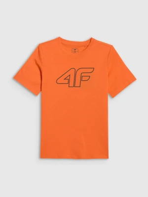 Chłopięcy t-shirt z nadrukiem 4F 4FJWSS26TTSHM3007 - pomarańczowy 4F JUNIOR