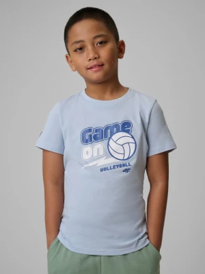 Chłopięcy t-shirt z nadrukiem 4F 4FJWSS26TTSHM3011 - niebieski 4F JUNIOR