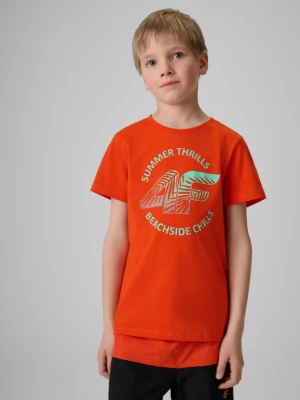 Chłopięcy t-shirt z nadrukiem 4F 4FJWSS26TTSHM3284 - czerwony 4F JUNIOR