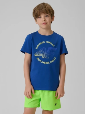 Chłopięcy t-shirt z nadrukiem 4F 4FJWSS26TTSHM3284 - niebieski 4F JUNIOR