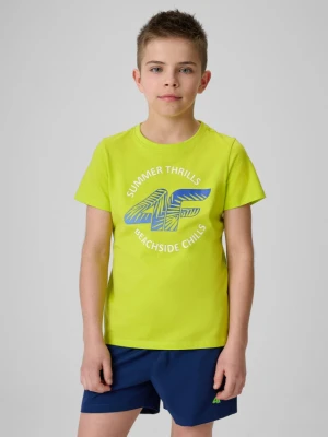 Chłopięcy t-shirt z nadrukiem 4F 4FJWSS26TTSHM3284 - zielony 4F JUNIOR
