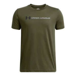Chłopięcy t-shirt z nadrukiem Under Armour UA B Logo Wordmark SS - oliwkowy / khaki