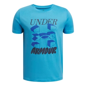 Chłopięcy t-shirt z nadrukiem Under Armour UA B Split Big Logo SS - niebieski