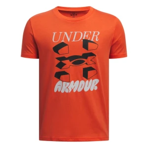 Chłopięcy t-shirt z nadrukiem Under Armour UA B Split Big Logo SS - pomarańczowy