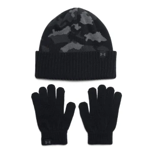Chłopięcy zestaw czapka zimowa i rękawiczki Under Armour B Beanie/Glove Combo - czarne