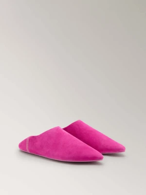 Chodaki ze skóry z przeszyciami fuksja - Kobieta - - MANGO