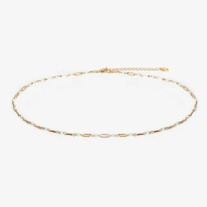 Choker z amazonitem; srebrny pozłacany Ania Kruk TURKUSOWY