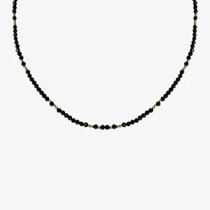 Choker z onyksem; srebrny pozłacany Ania Kruk CZARNY