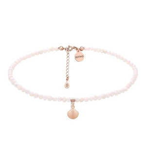 Choker z pereł naturalnych z muszelką z różowego złota SOTHO
