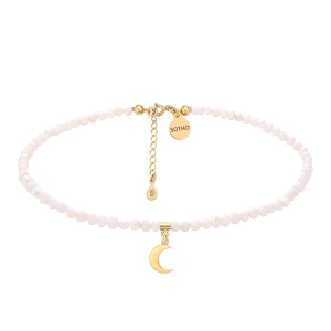 Choker z pereł naturalnych ze złotym księżycem SOTHO