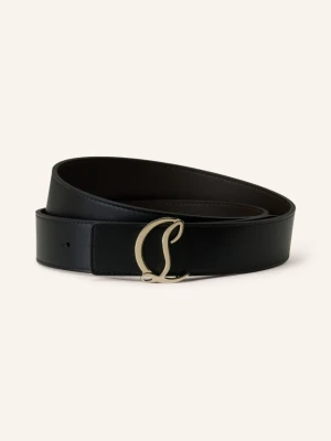 Christian Louboutin Skórzany Pasek Mooncrest Dwustronny schwarz brązowy
