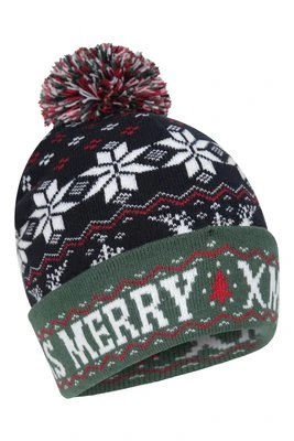 Christmas Fairisle dziecięca czapka z pomponem - Navy Mountain Warehouse