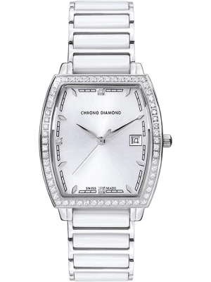 Chrono Diamond Zegarek kwarcowy "Leandra" w kolorze srebrno-białym rozmiar: onesize