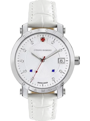 Chrono Diamond Zegarek kwarcowy "Nesta" w kolorze srebrno-białym rozmiar: onesize