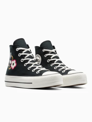 Chuck Taylor All Star Lift Platform Embroidered Floral Patchwork Converse Czarny