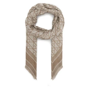 Chusta Calvin Klein Emblem Aop Jacquard Square Scarf LV04F8080G Beżowy