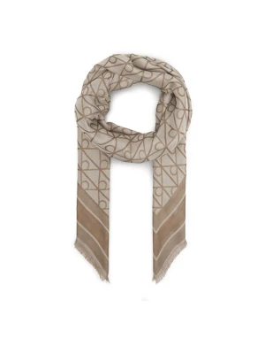 Chusta Calvin Klein Emblem Aop Jacquard Square Scarf LV04F8080G Beżowy