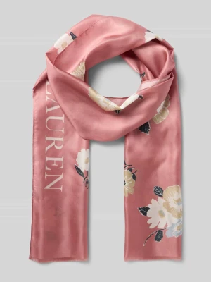 Chusta jedwabna z nadrukiem z logo i frędzlami Lauren Ralph Lauren
