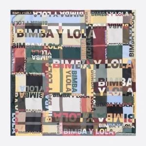 Chusta logo i tartanowa krata zielona BIMBA Y LOLA