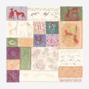 Chusta patchwork motywy inspirowane technikami krawieckimi BIMBA Y LOLA IVORY