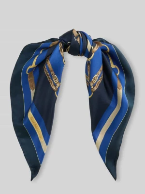Chusta z jedwabiu z motywem łańcuchów Lauren Ralph Lauren Granatowy