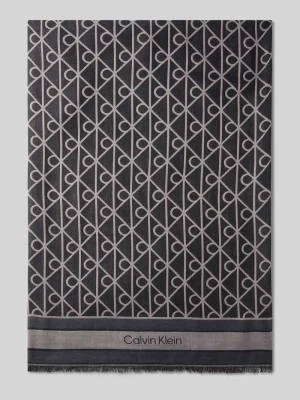Chusta z modalu z wzorem z logo na całej powierzchni Calvin Klein Czarny