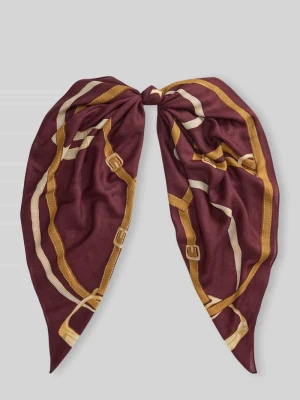 Chusta z napisem z logo z wełny i jedwabiu Lauren Ralph Lauren Bordowy