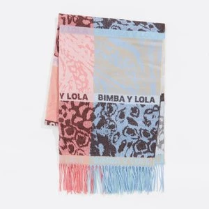 Chusta żakardowa patchwork Animal print koralowa BIMBA Y LOLA