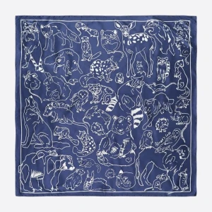 Chusta zwierzęta sketch niebieski denim BIMBA Y LOLA