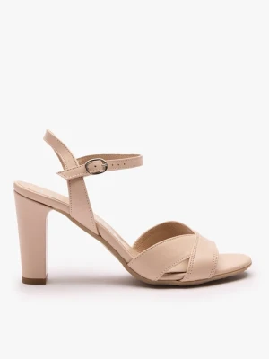 Cieliste sandały na wysokim obcasie Ryłko