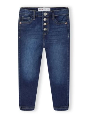 Ciemne jeansy o wąskim kroju skinny z kieszeniami dla dziewczynki Minoti