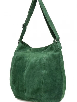 Ciemno- zielona zamszowa torebka damska A4 skórzana worek zielony Merg