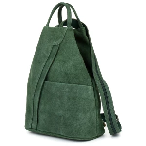 Ciemno- zielony Vera Pelle włoski Plecak Skórzany damski mały zielony Merg
