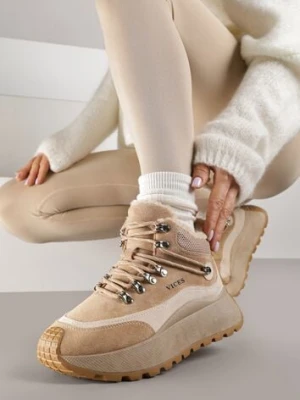 Ciemnobeżoiwe Sneakersy Śniegowce Vices na Platformie w Sportowym Stylu Nelsella