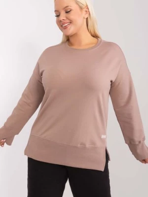 Ciemnobeżowa bluza damska plus size z bawełny RELEVANCE