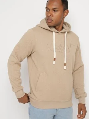 Zdjęcie produktu Ciemnobeżowa Bluza z Bawełną i Kapturem Ozdobiona Sznurkami Arflora