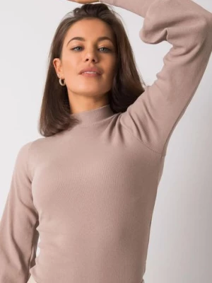 Ciemnobeżowa bluzka damska prążkowana Lauren RUE PARIS